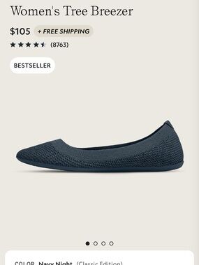 Allbirds size 7.5 Women's Tree Breezer Flat — Navy Night